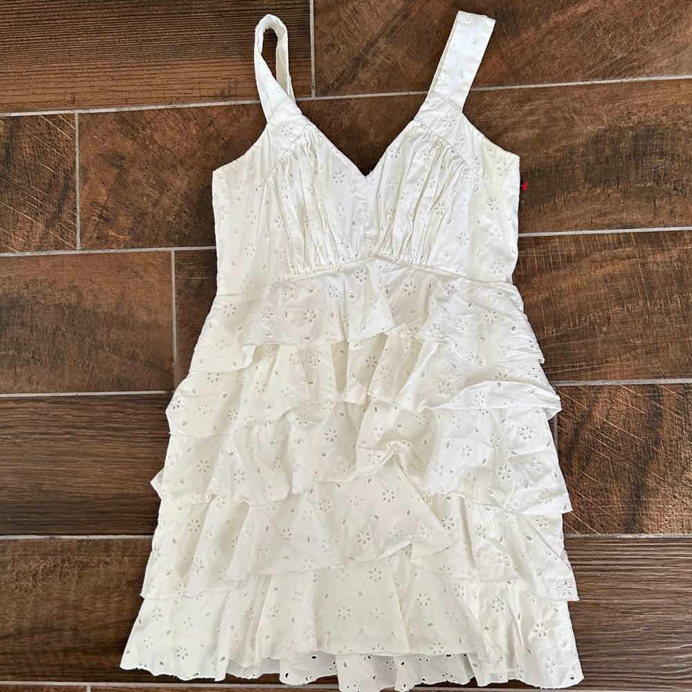 White Eyelet Ruffle Dress